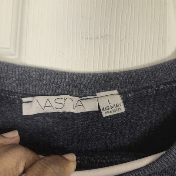VASNA Italy Blue Raw Hem Exposed Seam Boxy Lagenlook Cropped Sweatshirt L - Picture 6 of 6